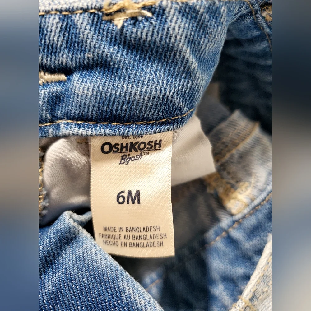 OshKosh B'gosh Blue Denim Distressed Overalls for Baby Size 6M